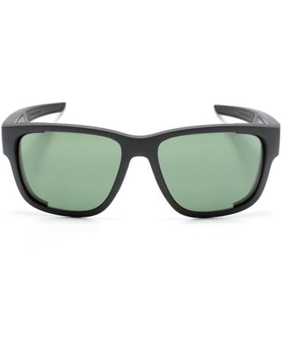 Prada Linea Rossa Logo-debossed Square-frame Sunglasses - Green