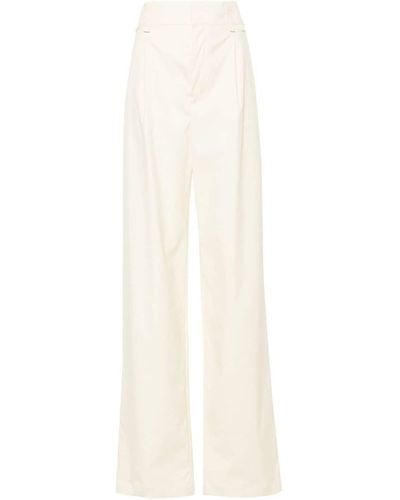 Saint Laurent Dart-detailed Straight Trousers - White