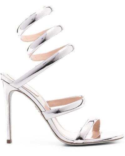 Rene Caovilla Cleo 105mm Mirrored Sandals - White