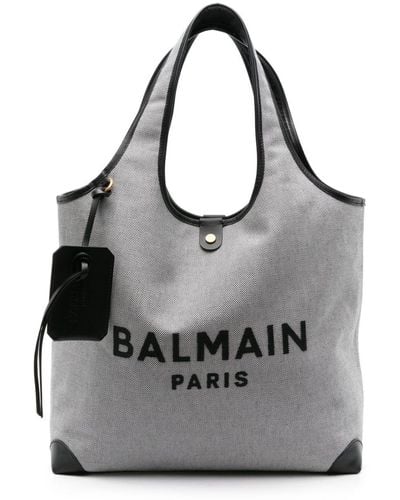 Balmain B-army Canvas Tote Bag - Grey
