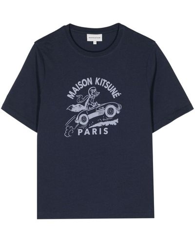 Maison Kitsuné Racing Fox Cotton T-shirt - Blue