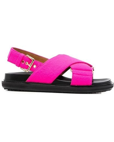 Marni Crossover-strap Leather Sandals - Pink