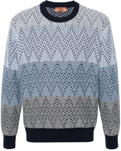 Missoni Striped Chevron-knit Sweater - Blue