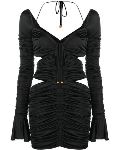 Blumarine Ruched Jersey Mini Dress - Black