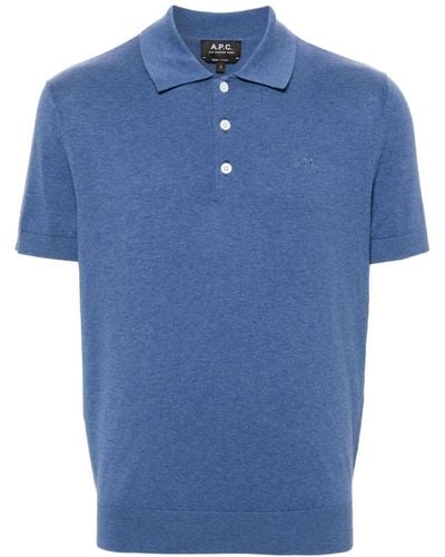 A.P.C. Gregory Knitted Polo Shirt - Blue