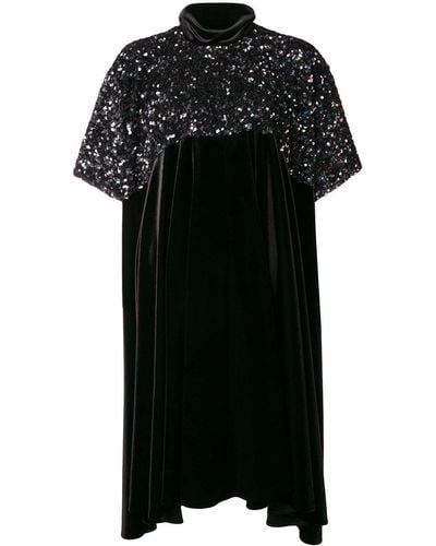 Talbot Runhof Asymmetric Hem Sequined Dress - Black