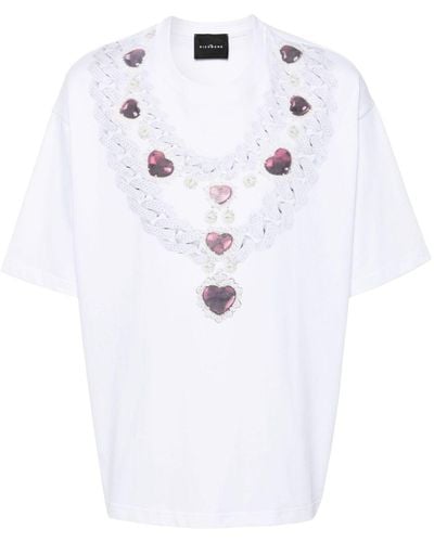 John Richmond Necklace-print Cotton T-shirt - White