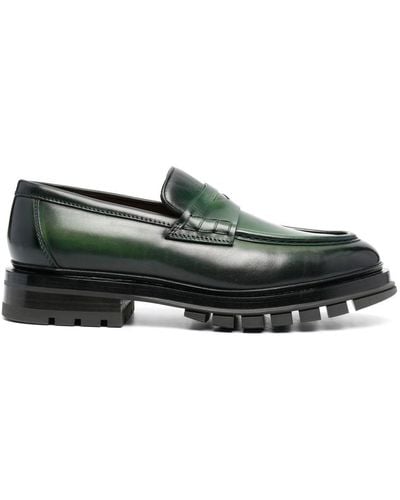 Santoni Penny-slot Leather Loafers - Green