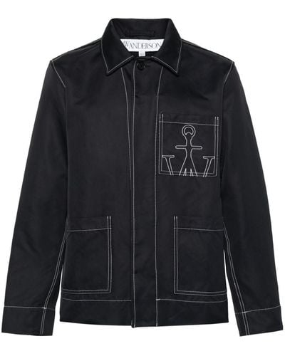 JW Anderson Jw Anchor-embroidered Shirt Jacket - Black