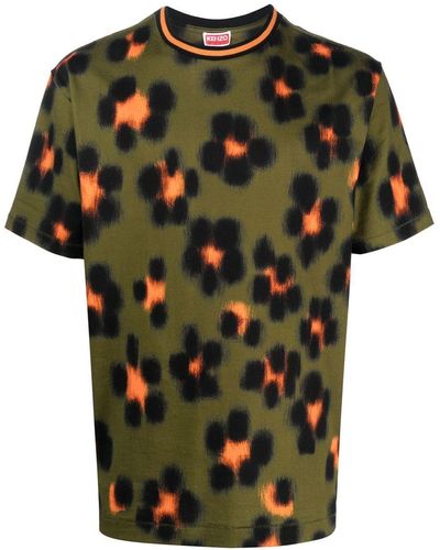 KENZO T-shirt à imprimé léopard - Vert