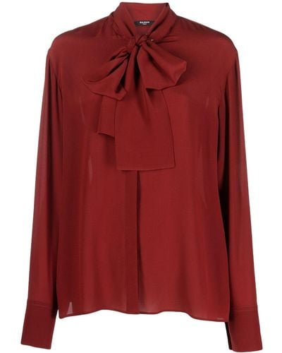 Balmain Blouse Met Strik - Rood