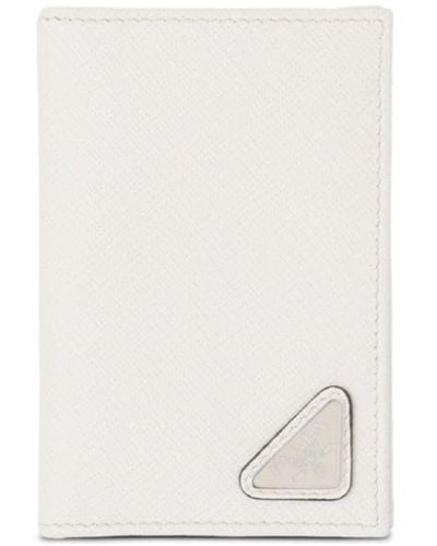 Prada Triangle-logo Leather Cardholder - White