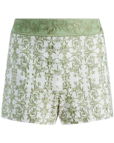 Alice + Olivia Donald Embroidered Shorts - Green
