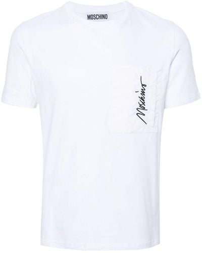 Moschino T-shirt en coton à logo brodé - Blanc