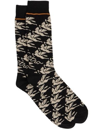 Etro Pegaso-print Knit Socks - Black