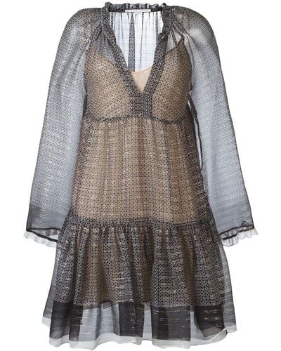 Stella McCartney Mini-robe à ourlet volanté - Gris