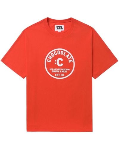 Chocoolate Logo-print Cotton T-shirt - Red