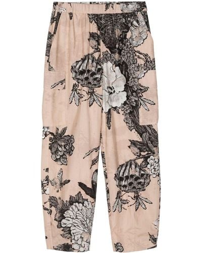 Biyan Floral-print Elasticated Waistband Cropped Trousers - Multicolour