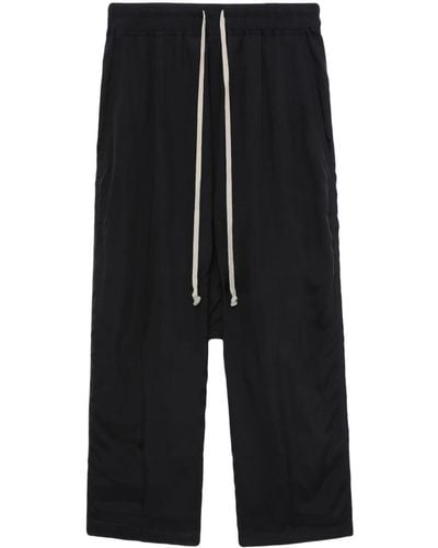 Rick Owens Pressed-crease Drawstring Cropped Trousers - Black