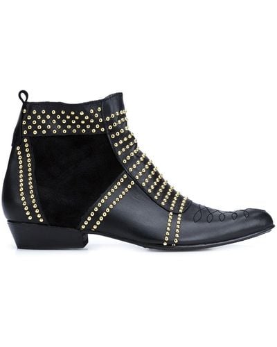 Anine Bing Charlie Stud-embellished Leather Boots - Black