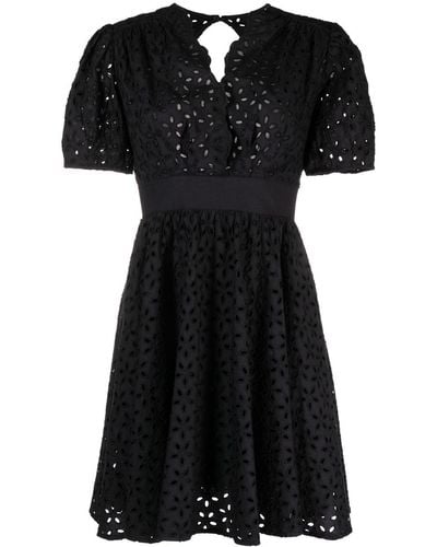Pinko Broderie-anglaise Cotton Short Dress - Black