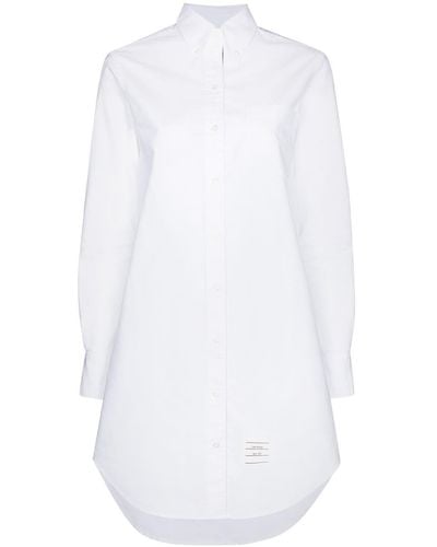 Thom Browne Robe-chemise à rayures tricolore - Blanc