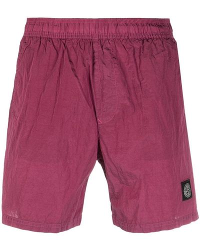 Stone Island Compass-patch Track Shorts - Red