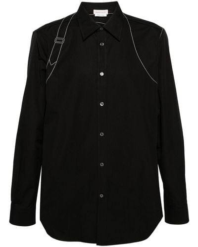 Alexander McQueen Decorative-stitching Cotton Shirt - Black