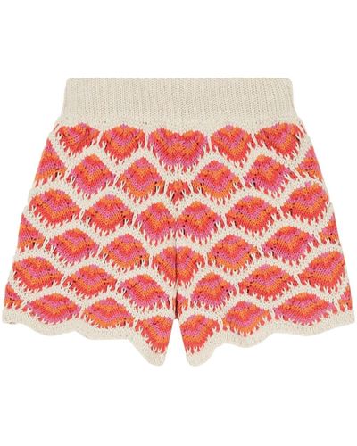Alanui Hawa Mahal Crochet-knit Shorts - Red