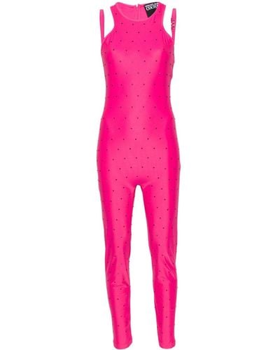 Versace Crystal-embellished Halterneck Jumpsuit - Pink
