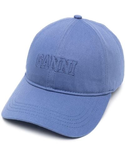 Ganni Cap With Logo - Blue