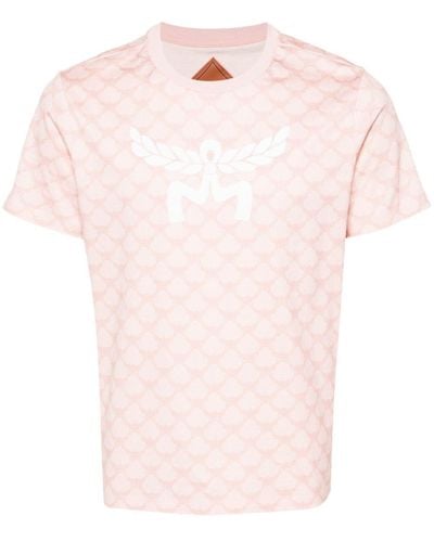 MCM Camiseta con monograma estampado - Rosa