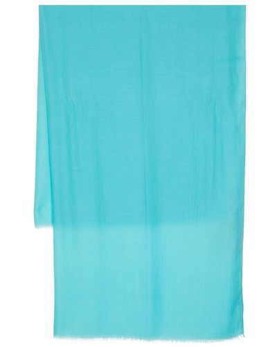 Colombo Twill-weave Frayed Cashmere-silk Scarf - Blue