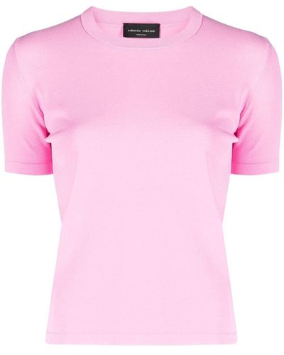 Roberto Collina Fijngebreid T-shirt - Roze