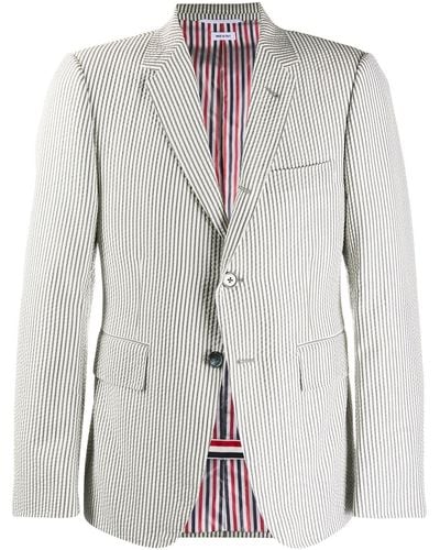 Thom Browne Striped Single-breasted Blazer - Gray