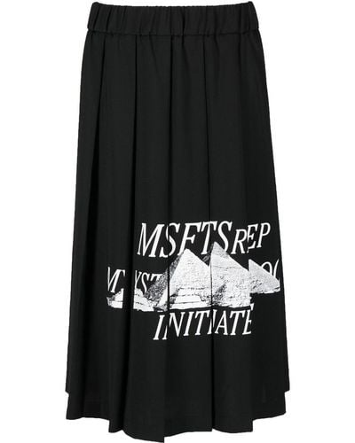 Msftsrep Logo-print Pleated Skirt - Black