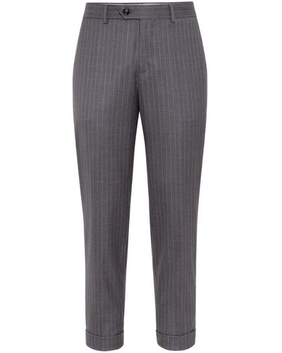 Brunello Cucinelli Chalk-Stripe wool tailored trousers - Grigio