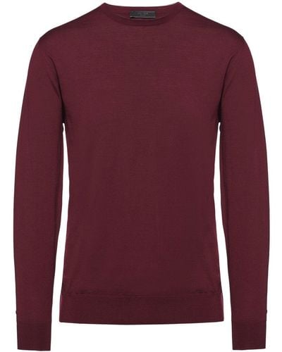 Prada Round-neck Long-sleeve Sweater - Red