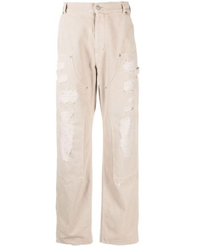 1017 ALYX 9SM Destroyed Canvas Ripped Carpenter Trousers - Natural