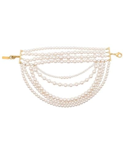 Moschino Bracelet serti de perles artificielles - Blanc