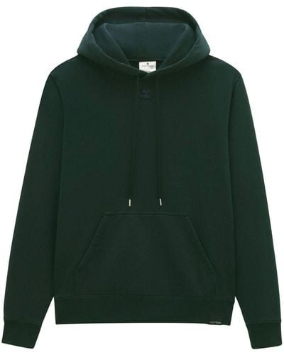 Courreges Embroidered-logo Cotton Hoodie - Green
