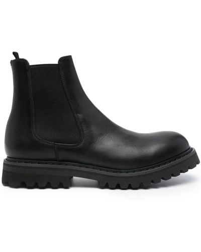 Premiata Round-toe Leather Ankle Boots - Black