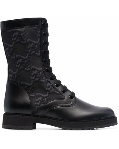 Fendi Combat Boots Met Logo-reliëf - Zwart