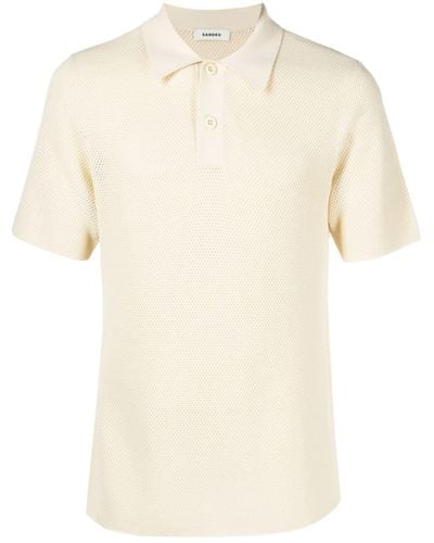 Sandro Waffle-knit Polo Shirt - Natural