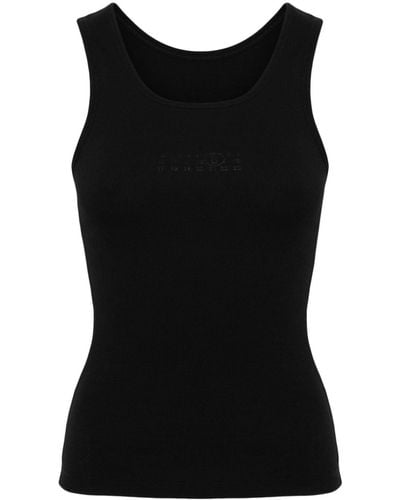 MM6 by Maison Martin Margiela Numbers-print Cotton Tank Top - Black