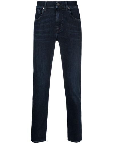 7 For All Mankind Slim-fit Jeans Met Logopatch - Blauw