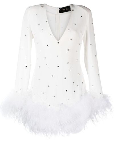 Loulou Amryn Feather-trim Minidress - White