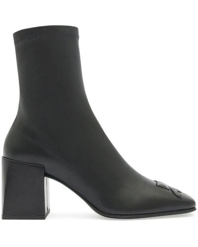 Courreges Leather Block-heel Ankle Boots - Black