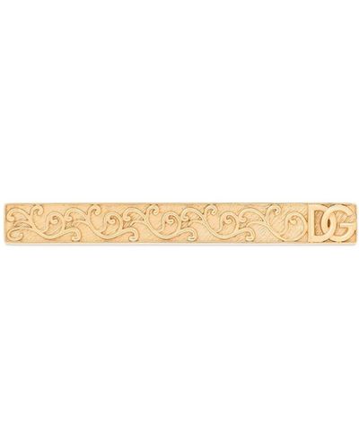 Dolce & Gabbana Dg-logo Gold-plated Tie Clip - Natural