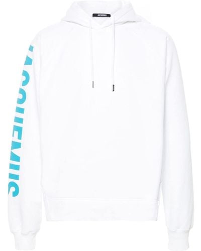 Jacquemus Raised-logo cotton hoodie - Bianco